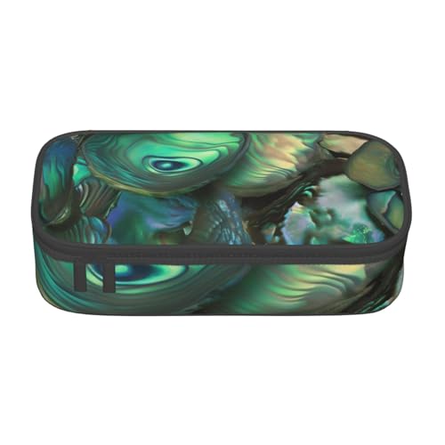 WPUTY Abalone Federmäppchen mit Perlmuttmuster, großes Fassungsvermögen, Stifteetui, Schreibwarenbox, Make-up-Tasche für Büro, Reisen, Schule, Schwarz , Einheitsgröße, Schulranzen von WPUTY