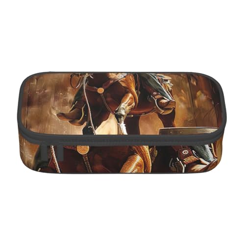 WPUTY American West Rodeo bedrucktes Federmäppchen, großes Fassungsvermögen, Stifteetui, Schreibwarenbox, Make-up-Tasche für Büro, Reisen, Schule, Schwarz , Einheitsgröße, Schulranzen von WPUTY