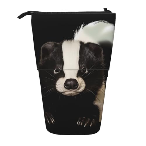 WPUTY Atomic Stars Retro-Muster bedrucktes Federmäppchen Stehender Teleskop-Stifthalter für Kosmetiktasche, Make-up, Bürotasche, Niedliches Stinktier, Einheitsgröße, Schulranzen von WPUTY