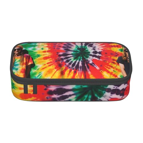 WPUTY Batik-Federmäppchen, Hippie-Design, großes Fassungsvermögen, Stifteetui, Schreibwaren-Box, Make-up-Tasche für Büro, Reisen, Schule, Schwarz , Einheitsgröße, Schulranzen von WPUTY