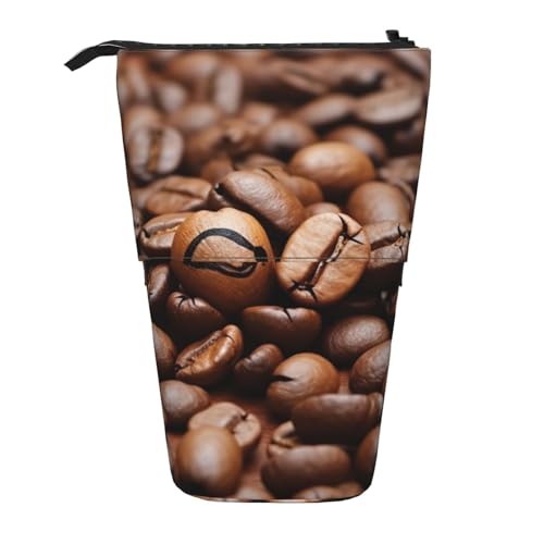 WPUTY Bedrucktes Federmäppchen mit Flaggenmotiv zum 4. Juli, stehend, Teleskop-Stifthalter für Kosmetik, Make-up, Bürotasche, Lustige geröstete Kaffeebohnen, Einheitsgröße, Schulranzen von WPUTY