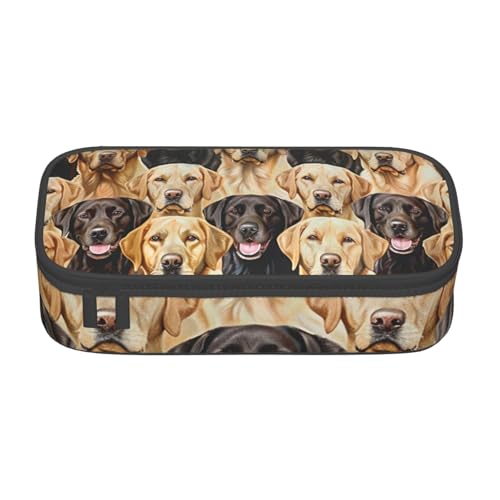 WPUTY Bedrucktes Federmäppchen mit Labrador-Retriever-Motiv, großes Fassungsvermögen, Stifteetui, Schreibwarenbox, Make-up-Tasche für Büro, Reisen, Schule, Schwarz , Einheitsgröße, Schulranzen von WPUTY