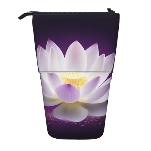 WPUTY Bedrucktes Federmäppchen mit tropischem Strandpalmen-Motiv, stehend, Teleskop-Stifthalter für Kosmetik, Make-up, Bürotasche, Lotusblüte, Einheitsgröße, Schulranzen von WPUTY