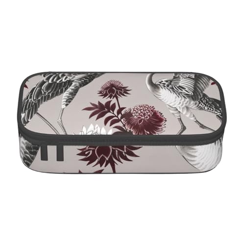 WPUTY Federmäppchen, Motiv: Blumenkräuter, Botanische Gravur, großes Fassungsvermögen, Stifteetui, Schreibwarenbox, Make-up-Tasche für Büro, Reisen, Schule, Schwarz , Einheitsgröße, Schulranzen von WPUTY