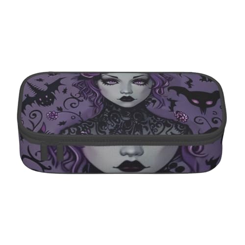 WPUTY Federmäppchen, Motiv: Gothic, bedruckt, großes Fassungsvermögen, Schreibwarenbox, Make-up-Tasche für Büro, Reisen, Schule, Schwarz, Schwarz , Einheitsgröße, Schulranzen von WPUTY