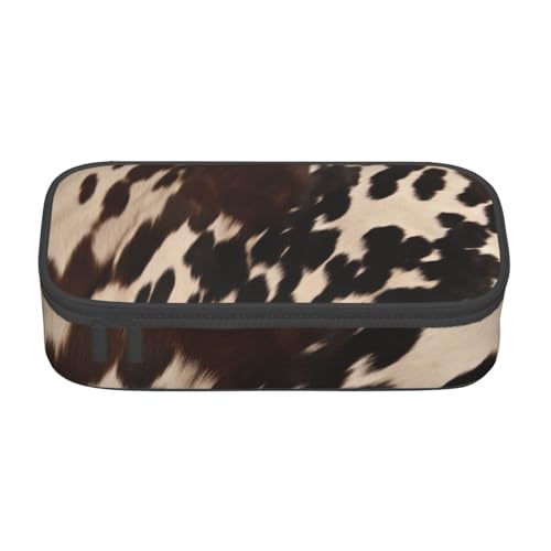 WPUTY Federmäppchen aus braunem Rindsleder, großes Fassungsvermögen, Stifteetui, Schreibwarenbox, Make-up-Tasche für Büro, Reisen, Schule, Schwarz , Einheitsgröße, Schulranzen von WPUTY