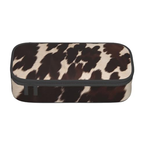 WPUTY Federmäppchen aus braunem Rindsleder, großes Fassungsvermögen, Stifteetui, Schreibwarenbox, Make-up-Tasche für Büro, Reisen, Schule, Schwarz , Einheitsgröße, Schulranzen von WPUTY