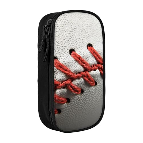 WPUTY Federmäppchen mit Baseball-Spitze, bedruckt, großes Fassungsvermögen, schwarz, doppellagig, Schreibwaren-Organizer, Kosmetik- und Make-up-Tasche für Studenten, Lehrer, Erwachsene, Schwarz , von WPUTY