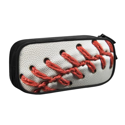 WPUTY Federmäppchen mit Baseball-Spitze, bedruckt, großes Fassungsvermögen, schwarz, doppellagig, Schreibwaren-Organizer, Make-up-Tasche für Schule, Büro, Reisen, Schwarz , Einheitsgröße, Schulranzen von WPUTY
