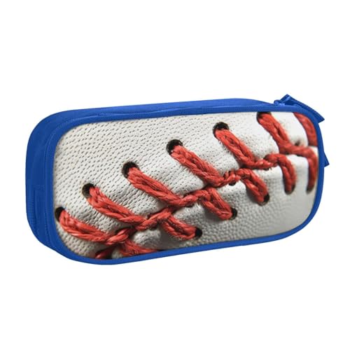 WPUTY Federmäppchen mit Baseball-Spitze, bedruckt, großes Fassungsvermögen, schwarz, doppellagig, Schreibwaren-Organizer, Make-up-Tasche für Schule, Büro, Reisen, blau, Einheitsgröße, Schulranzen von WPUTY