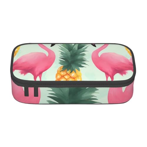 WPUTY Federmäppchen mit Cartoon-Flamingo-Ananas-Motiv, großes Fassungsvermögen, Stifteetui, Schreibwaren-Box, Make-up-Tasche für Büro, Reisen, Schule, Schwarz , Einheitsgröße, Schulranzen von WPUTY