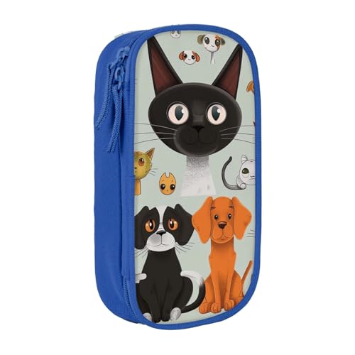 WPUTY Federmäppchen mit Cartoon-Katzen- und Hundemotiv, bedruckt, großes Fassungsvermögen, schwarz, doppellagig, Schreibwaren-Organizer, Kosmetik- und Make-up-Tasche für Studenten, Lehrer, Erwachsene, WPUTY Federmäppchen mit Cartoon-Katzen- und Hundemotiv, bedruckt, großes Fassungsvermögen, schwarz, doppellagig, Schreibwaren-Organizer, Kosmetik- und Make-up-Tasche für Studenten, Lehrer, Erwachsene, von WPUTY