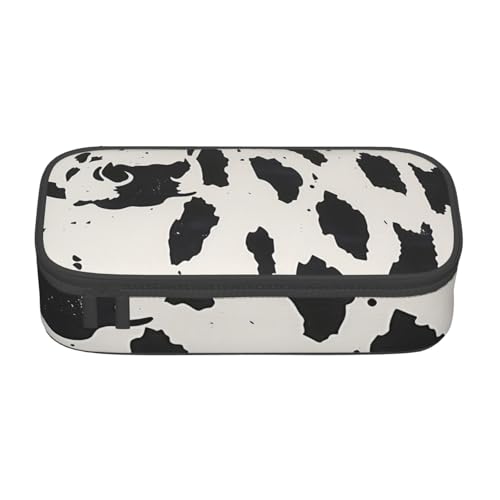 WPUTY Federmäppchen mit Kuh-Punkt-Motiv, großes Fassungsvermögen, Stifteetui, Schreibwarenbox, Make-up-Tasche für Büro, Reisen, Schule, Schwarz , Einheitsgröße, Schulranzen von WPUTY