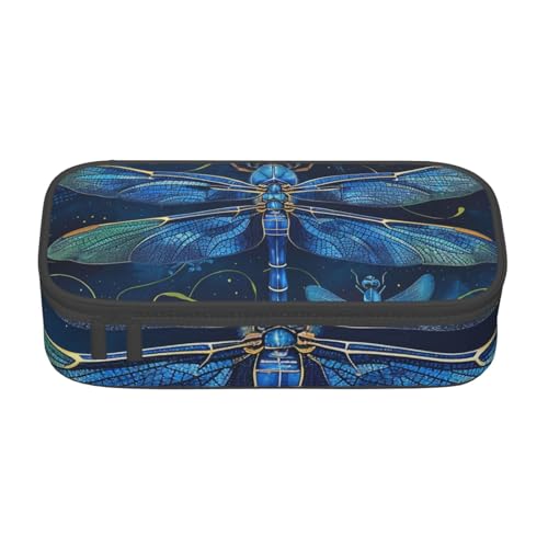 WPUTY Federmäppchen mit Libellen-Motiv, großes Fassungsvermögen, Schreibwaren-Box, Make-up-Tasche für Büro, Reisen, Schule, Schwarz , Einheitsgröße, Schulranzen von WPUTY