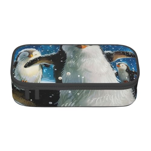 WPUTY Federmäppchen mit Pinguin-Motiv, großes Fassungsvermögen, Stifteetui, Schreibwarenbox, Make-up-Tasche für Büro, Reisen, Schule, Schwarz , Einheitsgröße, Schulranzen von WPUTY