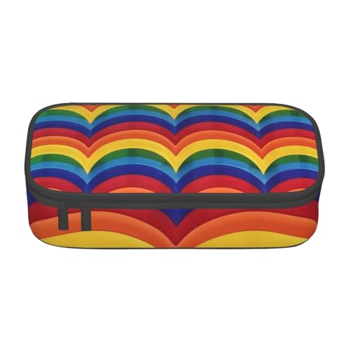 WPUTY Federmäppchen mit Regenbogen-Muster, großes Fassungsvermögen, Stifteetui, Schreibwarenbox, Make-up-Tasche für Büro, Reisen, Schule, Schwarz , Einheitsgröße, Schulranzen von WPUTY