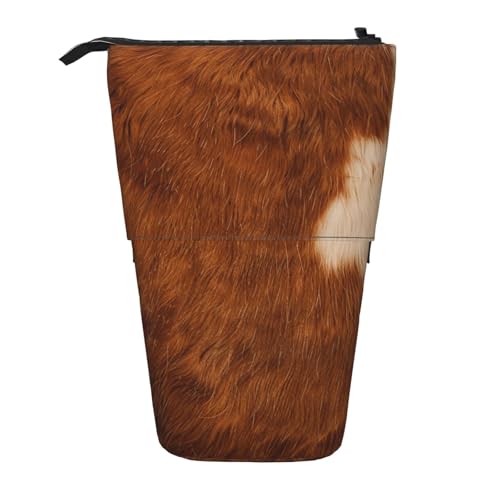 WPUTY Federmäppchen mit Schaf-Motiv, bedruckt, ausziehbar, für Kosmetik, Make-up, Bürotasche, Rotbraunes Rindsleder., Einheitsgröße, Schulranzen von WPUTY