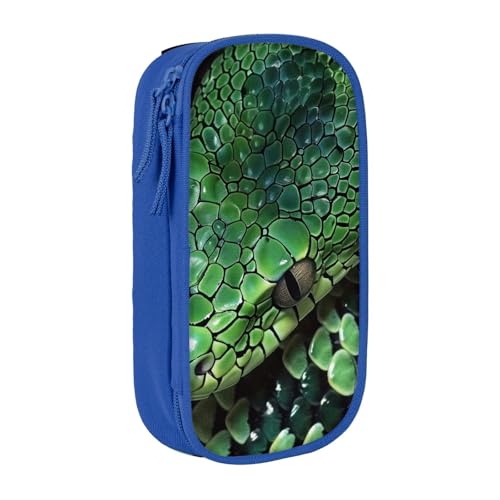 WPUTY Federmäppchen mit Schlangenhaut-Kunstdruck, großes Fassungsvermögen, schwarz, doppellagig, Schreibwaren-Organizer, Kosmetik- und Make-up-Tasche für Studenten, Lehrer, Erwachsene, blau, von WPUTY