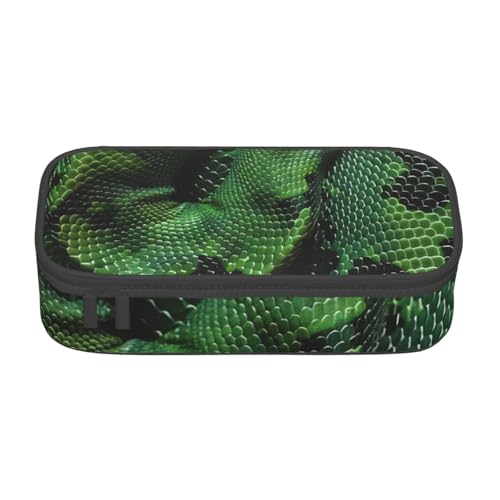 WPUTY Federmäppchen mit Schlangenleder-Motiv, großes Fassungsvermögen, Stifteetui, Schreibwarenbox, Make-up-Tasche für Büro, Reisen, Schule, Schwarz , Einheitsgröße, Schulranzen von WPUTY