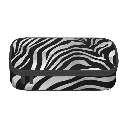 WPUTY Federmäppchen mit Zebra-Druck, großes Fassungsvermögen, Stifteetui, Schreibwaren-Box, Make-up-Tasche für Büro, Reisen, Schule, Schwarz , Einheitsgröße, Schulranzen von WPUTY