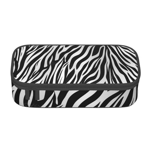 WPUTY Federmäppchen mit Zebramuster, großes Fassungsvermögen, Stifteetui, Schreibwarenbox, Make-up-Tasche für Büro, Reisen, Schule, Schwarz , Einheitsgröße, Schulranzen von WPUTY