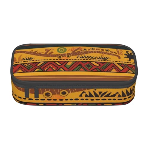 WPUTY Federmäppchen mit abstraktem afrikanischem Nationalmuster, großes Fassungsvermögen, Stifteetui, Schreibwarenbox, Make-up-Tasche für Büro, Reisen, Schule, Schwarz , Einheitsgröße, Schulranzen von WPUTY