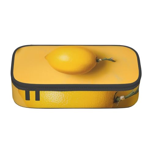 WPUTY Federmäppchen mit gelbem Zitronenmuster, großes Fassungsvermögen, Stifteetui, Schreibwarenbox, Make-up-Tasche für Büro, Reisen, Schule, Schwarz , Einheitsgröße, Schulranzen von WPUTY
