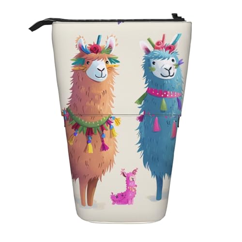 WPUTY Federmäppchen mit hellem Kohlmuster, stehend, Teleskop-Stifthalter für Kosmetik, Make-up, Bürotasche, Alpaka Llama, Einheitsgröße, Schulranzen von WPUTY