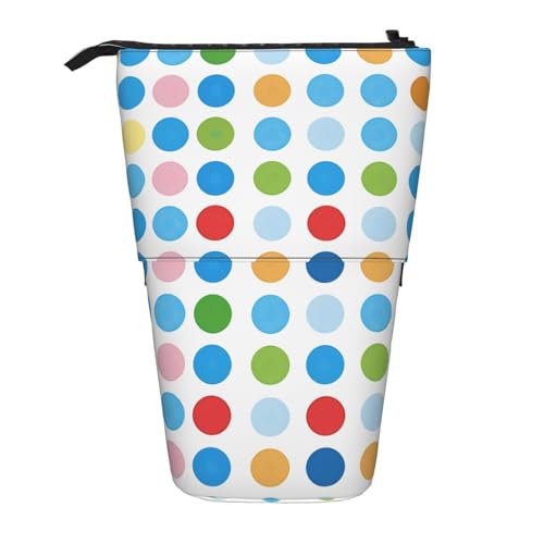 WPUTY Federmäppchen mit hellem Kohlmuster, stehend, Teleskop-Stifthalter für Kosmetik, Make-up, Bürotasche, Blaues Punktemuster, Einheitsgröße, Schulranzen von WPUTY