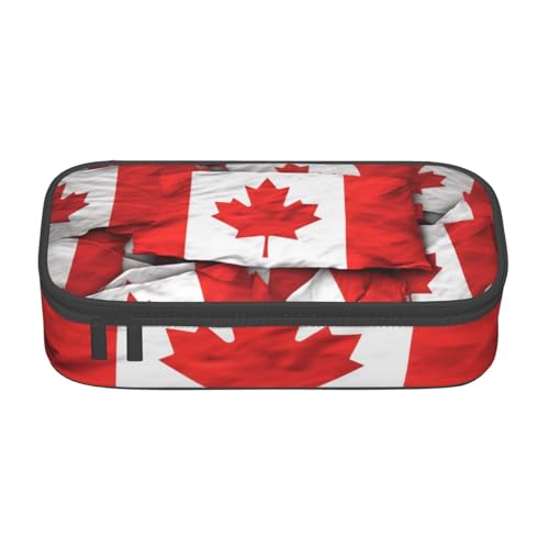 WPUTY Federmäppchen mit kanadischer Flagge, großes Fassungsvermögen, Stifteetui, Schreibwarenbox, Make-up-Tasche für Büro, Reisen, Schule, Schwarz , Einheitsgröße, Schulranzen von WPUTY