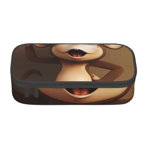 WPUTY Federmäppchen mit niedlichem Affen-Motiv, großes Fassungsvermögen, Stifteetui, Schreibwaren-Box, Make-up-Tasche für Büro, Reisen, Schule, Schwarz , Einheitsgröße, Schulranzen von WPUTY