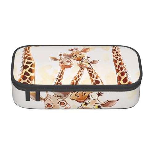 WPUTY Federmäppchen mit niedlichem Cartoon-Giraffen-Motiv, großes Fassungsvermögen, Stifteetui, Schreibwaren-Box, Make-up-Tasche für Büro, Reisen, Schule, Schwarz , Einheitsgröße, Schulranzen von WPUTY