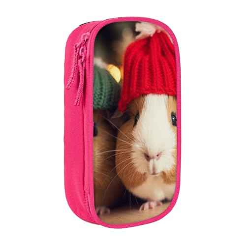 WPUTY Federmäppchen mit niedlichem Meerschweinchen mit Hut, bedruckt, großes Fassungsvermögen, schwarz, doppellagig, Schreibwaren-Organizer, Kosmetik- und Make-up-Tasche für Studenten, Lehrer, WPUTY Federmäppchen mit niedlichem Meerschweinchen mit Hut, bedruckt, großes Fassungsvermögen, schwarz, doppellagig, Schreibwaren-Organizer, Kosmetik- und Make-up-Tasche für Studenten, Lehrer, von WPUTY