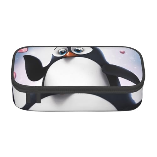 WPUTY Federmäppchen mit niedlichem Pinguin-Motiv, großes Fassungsvermögen, Stifteetui, Schreibwaren-Box, Make-up-Tasche für Büro, Reisen, Schule, Schwarz , Einheitsgröße, Schulranzen von WPUTY