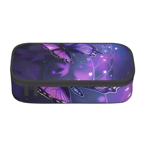 WPUTY Federmäppchen mit niedlichem Schmetterlings-Motiv, großes Fassungsvermögen, Stifteetui, Schreibwaren-Box, Make-up-Tasche für Büro, Reisen, Schule, Schwarz , Einheitsgröße, Schulranzen von WPUTY