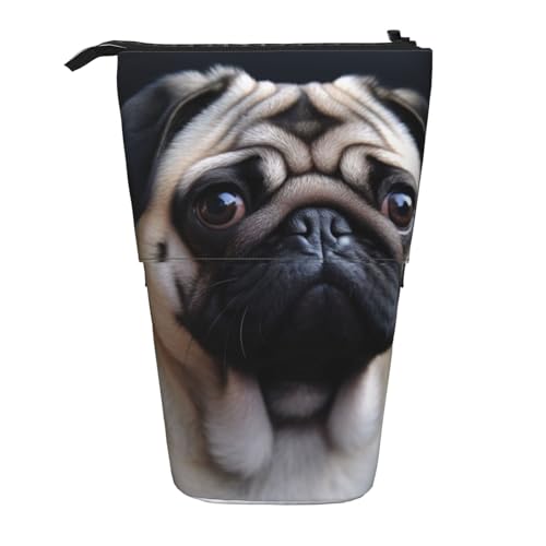 WPUTY Federmäppchen mit rotem Wassermelonen-Motiv, Teleskop-Stiftehalter für Kosmetik, Make-up, Bürotasche, Mops, Einheitsgröße, Schulranzen von WPUTY