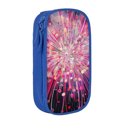 WPUTY Feuerwerk Kunstdruck-Federmäppchen mit großem Fassungsvermögen, schwarz, doppellagig, Schreibwaren-Organizer, Kosmetik- und Make-up-Tasche für Studenten, Lehrer, Erwachsene, blau, Einheitsgröße, von WPUTY
