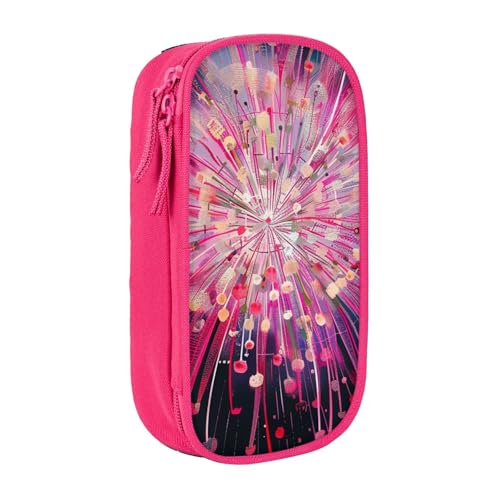 WPUTY Feuerwerk Kunstdruck-Federmäppchen mit großem Fassungsvermögen, schwarz, doppellagig, Schreibwaren-Organizer, Kosmetik- und Make-up-Tasche für Studenten, Lehrer, Erwachsene, rose, Einheitsgröße, von WPUTY