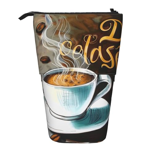 WPUTY Feuerwerk bedrucktes Federmäppchen, stehend, Teleskop-Stifthalter für Kosmetik, Make-up, Bürotasche, Köstlicher Kaffee, Einheitsgröße, Schulranzen von WPUTY