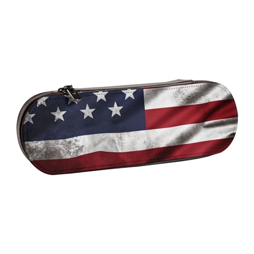 WPUTY Hartschalen-Federmäppchen, PU-Leder, Flagge, 4. Juli, wasserdicht, Stifte-Organizer für Schule, Reisen, Kosmetik und Geschenke, Flagge 4. Juli, Einheitsgröße, Schulranzen von WPUTY