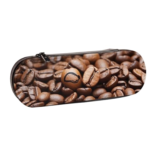 WPUTY Hartschalen-Federmäppchen, PU-Leder, Flagge, 4. Juli, wasserdicht, Stifte-Organizer für Schule, Reisen, Kosmetik und Geschenke, Lustige geröstete Kaffeebohnen, Einheitsgröße, Schulranzen von WPUTY