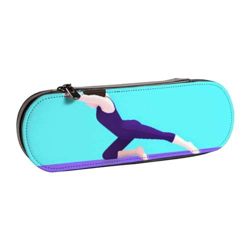 WPUTY Hartschalen-Federmäppchen aus PU-Leder, Eiscreme-Drucke, Stiftebox, wasserdicht, Stift-Organizer für Schule, Reisen, Kosmetik und Geschenke, Gymnastikspiel, Einheitsgröße, Schulranzen von WPUTY