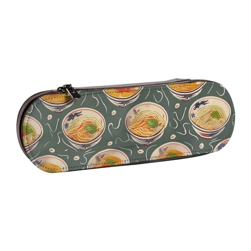 WPUTY Hartschalen-Federmäppchen aus PU-Leder, Feuerwerk-Drucke, Stiftebox, wasserdichter Stift-Organizer für Schule, Reisen, Kosmetik und Geschenke, Eierbecher Nudel Ramen, Einheitsgröße, Schulranzen von WPUTY