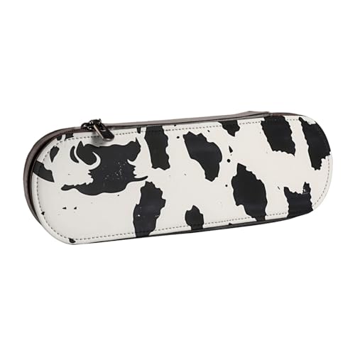 WPUTY Hartschalen-Federmäppchen aus PU-Leder, Feuerwerk-Drucke, Stiftebox, wasserdichter Stift-Organizer für Schule, Reisen, Kosmetik und Geschenke, Kuhfleck, Einheitsgröße, Schulranzen von WPUTY