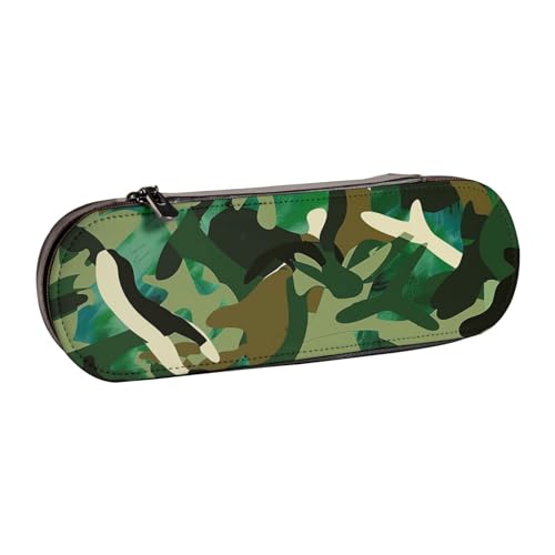 WPUTY Hartschalen-Federmäppchen aus PU-Leder, Flugzeug-Cockpit-Drucke, Stiftebox, wasserdicht, Stift-Organizer für Schule, Reisen, Kosmetik und Geschenke, Abstrakte Tarnung, Einheitsgröße, Schulranzen von WPUTY