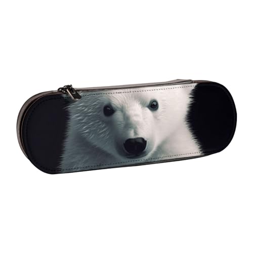 WPUTY Hartschalen-Federmäppchen aus PU-Leder, Retro-Stil, bunt, Rollschuh-Drucke, Stiftebox, wasserdicht, Stift-Organizer für Schule, Reisen, Kosmetik und Geschenke, eisbär, Einheitsgröße, Schulranzen von WPUTY
