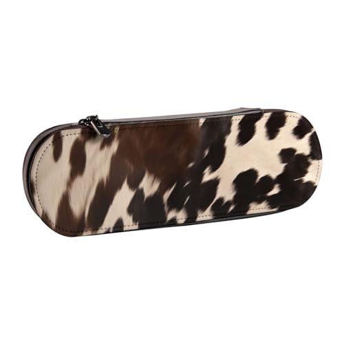 WPUTY Hartschalen-Federmäppchen aus PU-Leder, bunt, tropische Blätter, wasserdicht, Stift-Organizer für Schule, Reisen, Kosmetik und Geschenke, Braunes Rindsleder, Einheitsgröße, Schulranzen von WPUTY