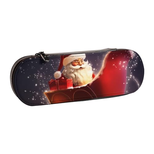 WPUTY Hartschalen-Federmäppchen aus PU-Leder, bunt, tropische Blätter, wasserdicht, Stift-Organizer für Schule, Reisen, Kosmetik und Geschenke, Weihnachtsmagie, Einheitsgröße, Schulranzen von WPUTY