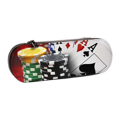 WPUTY Hartschalen-Federmäppchen aus PU-Leder, gepunktet, wasserdicht, Stift-Organizer für Schule, Reisen, Kosmetik und Geschenke, Pokerturnier, Einheitsgröße, Schulranzen von WPUTY