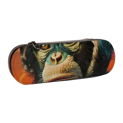 WPUTY Hartschalen-Federmäppchen aus PU-Leder, gepunktet, wasserdicht, Stift-Organizer für Schule, Reisen, Kosmetik und Geschenke, affe, Einheitsgröße, Schulranzen von WPUTY